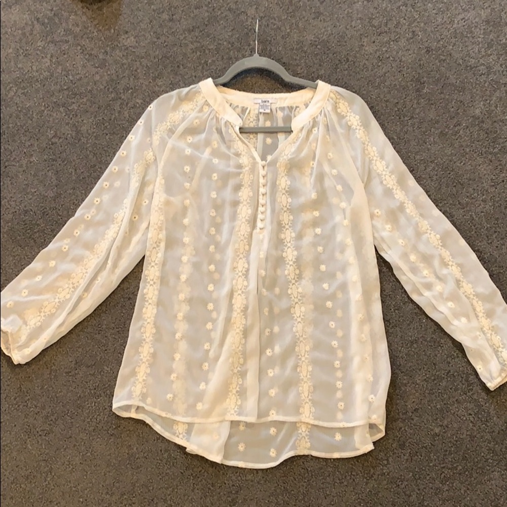 Sheer Blouse with Lace Detail